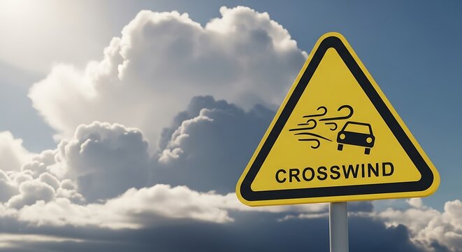 Crosswind warning sign.