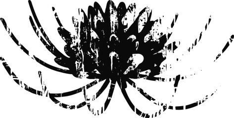 Black tribal flower tattoo design with abstract sharp petals and artistic splatter accents