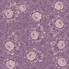 Purple Roses Pattern on Textured Background