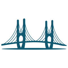 Minimalist suspension bridge vector illustration
