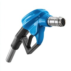 Blue fueling nozzle on white background