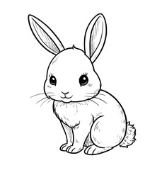 Fototapeta premium A cute bunny coloring page.