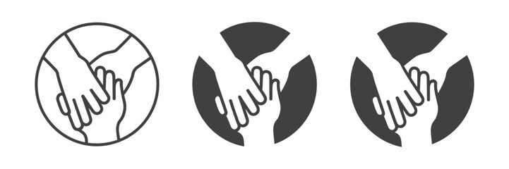 Obraz premium Handshake and Hand Icon Set, Representing Teamwork, Support, and Mutual Agreement in Outline and Solid Vector Styles