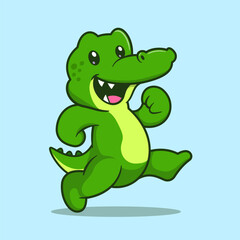 Obraz premium Cute Crocodile Running Cartoon