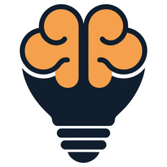 Creative flat design lightbulb with brain illustration for ideas and innovation