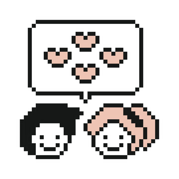 Couple in love cartoon of man and woman love heart together soulmate with relationship,valentine,happy,8 bit.