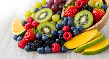Obraz premium Exotic Fruit Platter Overflowing with Vibrant Color and Natural Goodness