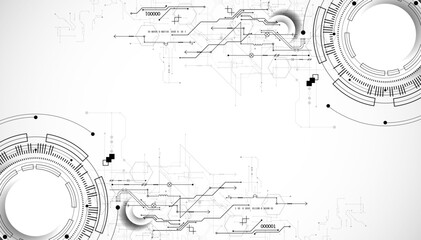 Technological background in gray colors. Used technical lines with different shades of gray. Vector