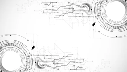 Fotobehang Cars Technological background in gray colors. Used technical lines with different shades of gray. Vector  © Alex