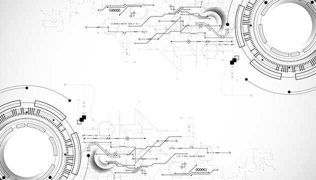 Technological background in gray colors. Used technical lines with different shades of gray. Vector