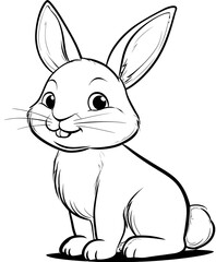 Fototapeta premium A cute bunny coloring page.