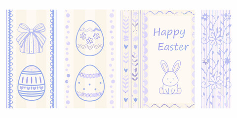 A pastel easter themed seamless pattern with eggs bunnies and florals © Ripan