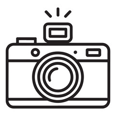 Minimalist camera icon with flash for digital design and ui elements