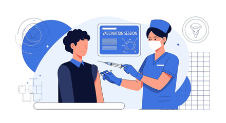 Fototapeta premium Nurse Administering Vaccine to Patient During Vaccination Session