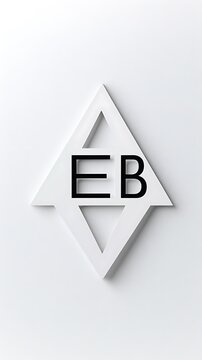 Triangle based eb monogram logo on white background with black letters and modern design