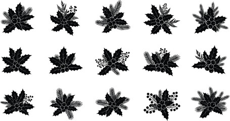 Black holly berry illustrations for Christmas designs © Mofajjol