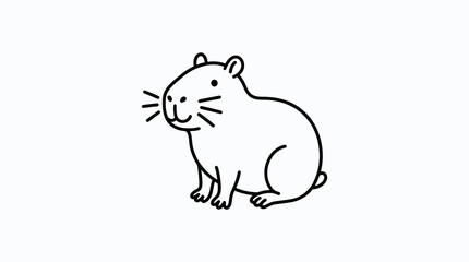 Fototapeta premium Cute hand-drawn capybara illustration, simple line art, isolated on white background, adorable rodent character