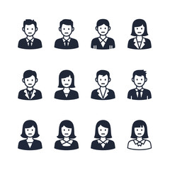 Fototapeta premium Office Icons: A collection of diverse office icon, perfect for illustrating concepts of people, business roles, and social dynamics. 