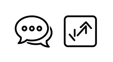 Vector icons of communication bubble and data transfer arrows, symbolizing conversation and information exchange, perfect for tech and business.