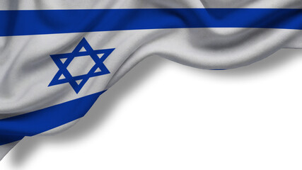 Fototapeta premium The Israeli flag features blue and white colors with a Star of David at the center, symbolizing national pride during a celebration of independence and sovereignty on Flag Day.
