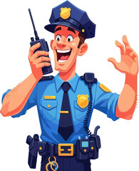 Fototapeta premium Law enforcement officer using radio for communication