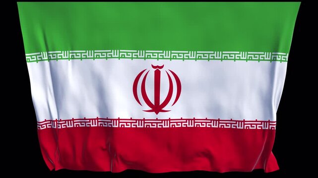 Iranian flag waving in the wind. News broadcasts cultural international relations travel documentaries political coverage diplomatic presentations Middle East. Educational geography global national pr