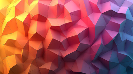 Colorful low poly abstract with geometric triangles and 3D faceted texture.