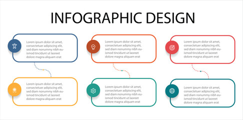 Fototapeta premium Concept of shopping process with 5 successive steps. Five colorful graphic elements. Vector linear elements for presentation. 