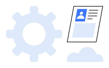 Obraz premium Profile management. Profile icons linked to user data management and cloud storage. Profile design, digital user experience, and technology interface. Topics include technology, data storage, cloud
