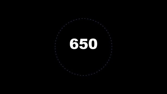 Digital 650 Number in Pulsing Circle Loading Animation for Technology Progress and Data Display Interface