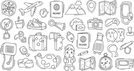 set of hand drawn vector sketch of hand drawn doodles