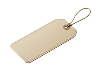 Fototapeta premium A beige tag with a string loop attached, ready for labeling and identification. isolated on transparent background,png