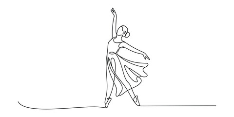 Elegant minimalist continuous line art ballerina drawing © Icon_gallery