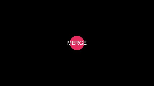 Animated pink circles merging, then separating, representing connection, teamwork, business, data, technology, and digital collaboration.
