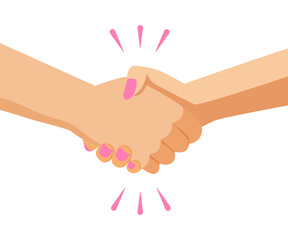 Obraz premium Women Business handshake, formal greeting, negotiation concept illustration isolated on white