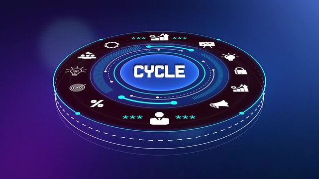 Visualizing the business life cycle and operational stages, futuristic digital hud for project flow and process management visuals