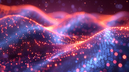 Smooth flowing data waves with digital motion lines.