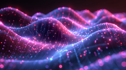 Smooth flowing data waves with digital motion lines.