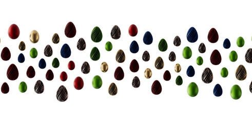 Colorful Easter eggs on a white background, perfect for holiday greetings, spring decor, and festive celebrations. Ideal © vegefox.com