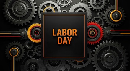 Fototapeta premium Labor day celebration background with gears and industrial theme