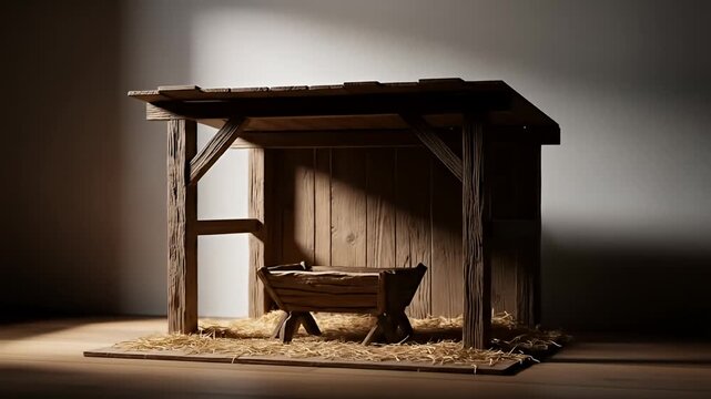 Empty Manger in a Rustic Stable.