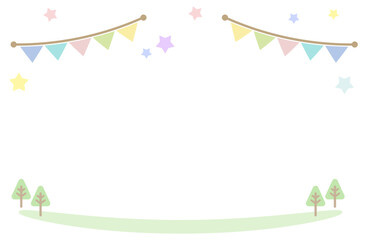 カラフルなフラッグの背景フレーム