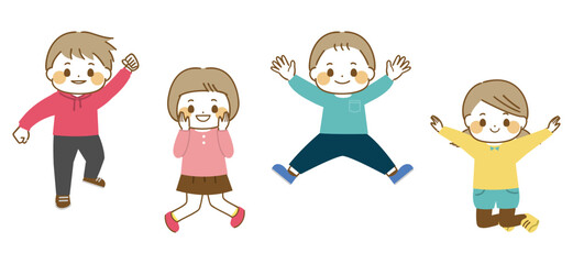 笑顔でジャンプする子どもたち