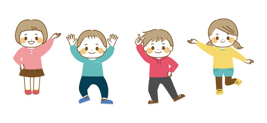 笑顔で楽しそうな子どもたちのイラスト