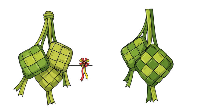 Ketupat traditional Malaysian rice dumplings wrapped in woven leaves