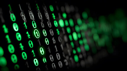 Matrix-inspired encryption screen with falling green code.