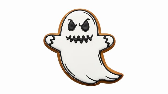 Halloween Ghost Cookie Isolated on White Background.