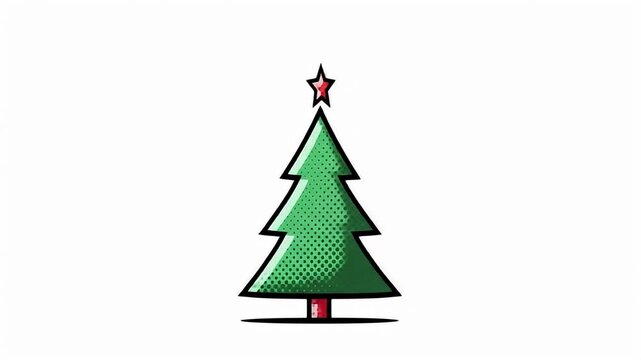 Christmas Tree with Star Topper Illustration.