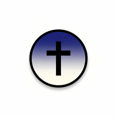 Holy Cross in Blue Circle Religious Easter Icon