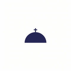 Church Dome Silhouette with Cross Easter Religion Icon